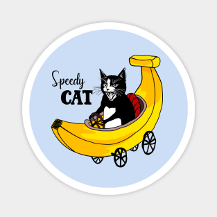 Speedy cat and banana Magnet